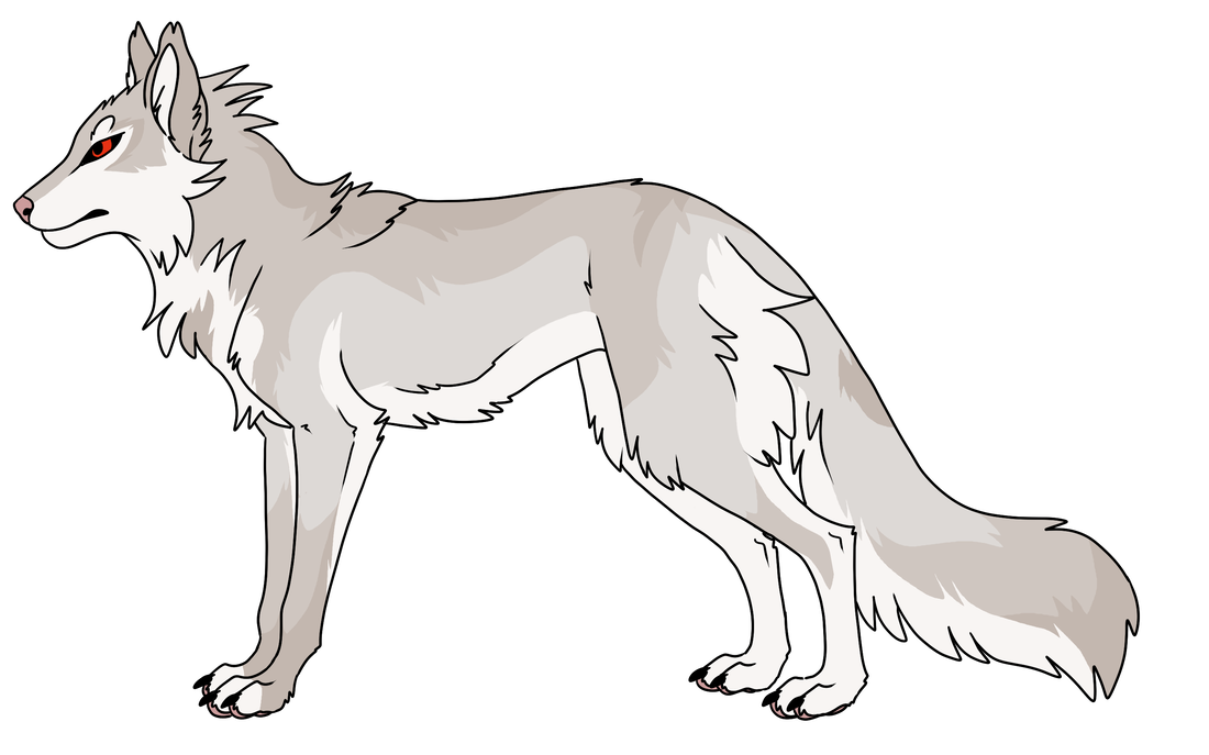 anime white wolf with red eyes